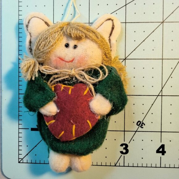 Handmade Felt Angel Christmas Ornament Holding Heart Love - Picture 3 of 3